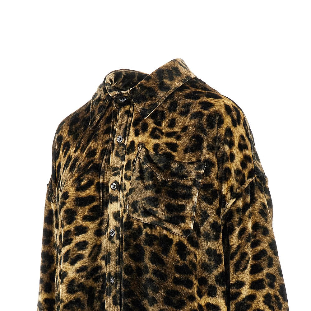 Camicia in velluto leopardato