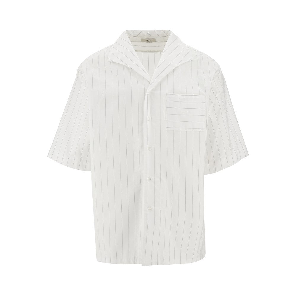 Pinstriped poplin bowling shirt