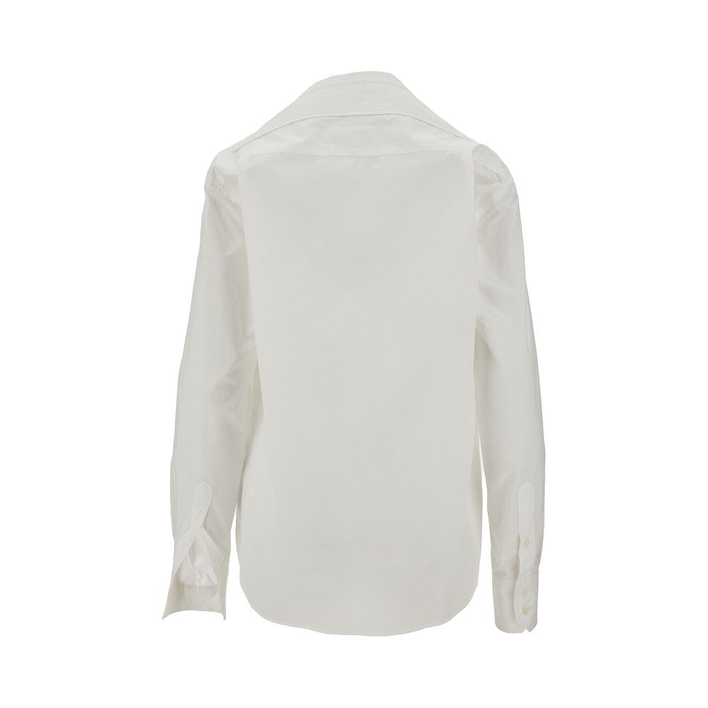Poplin shirt with raw-cut neckline