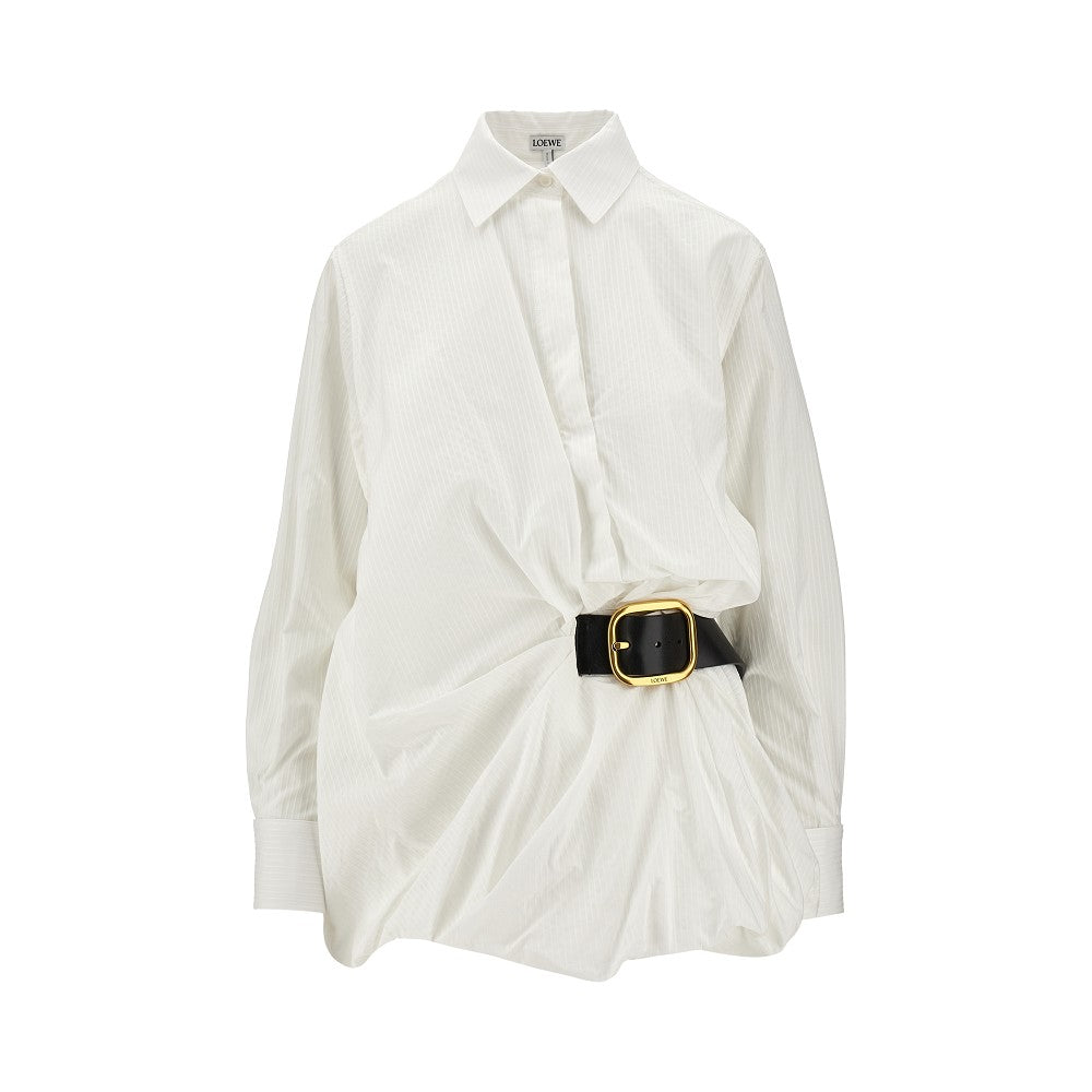 Camicia in popeline con cintura in pelle