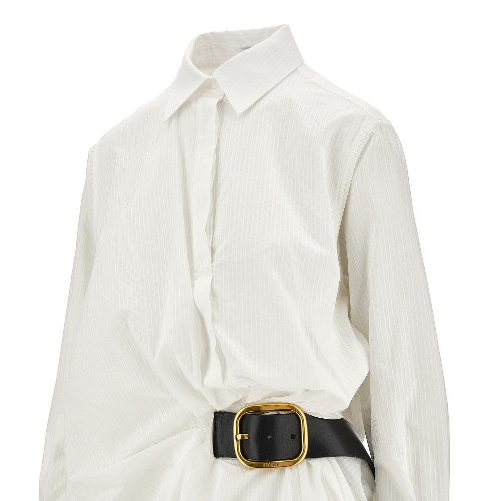 Camicia in popeline con cintura in pelle