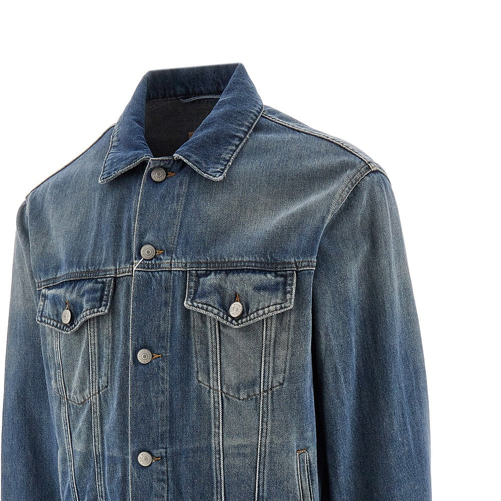 Denim jacket with raw-cut hem