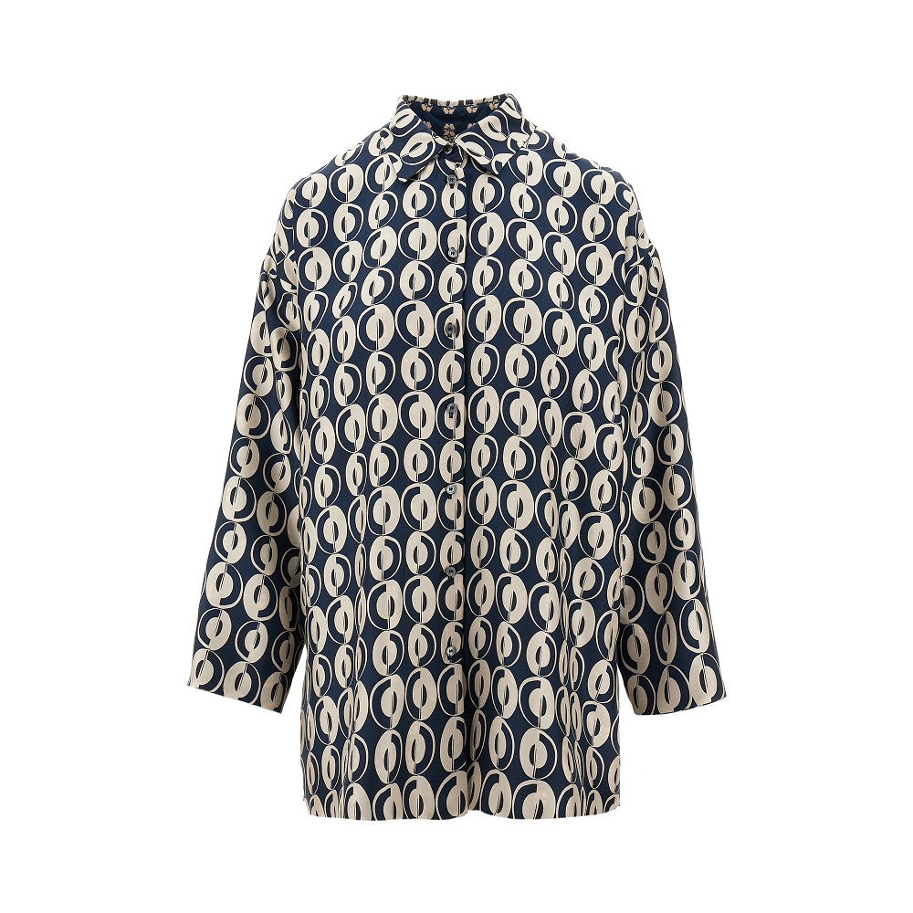 Printed silk reversible shirt