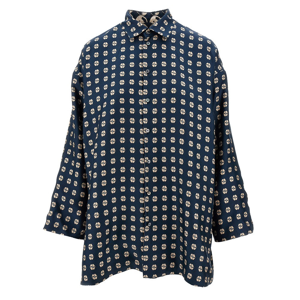 Printed silk reversible shirt