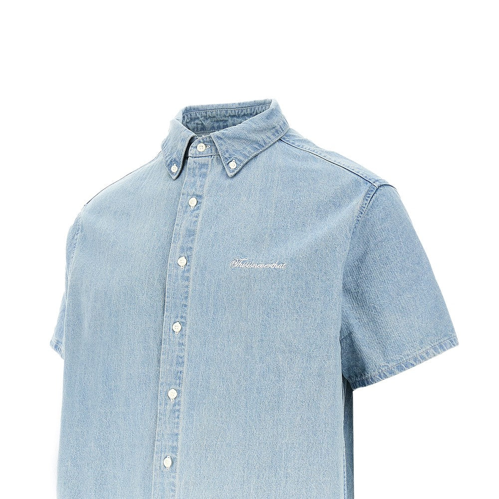 Short-sleeved denim shirt