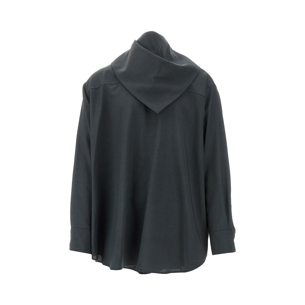 Wool blouse with bandana collar