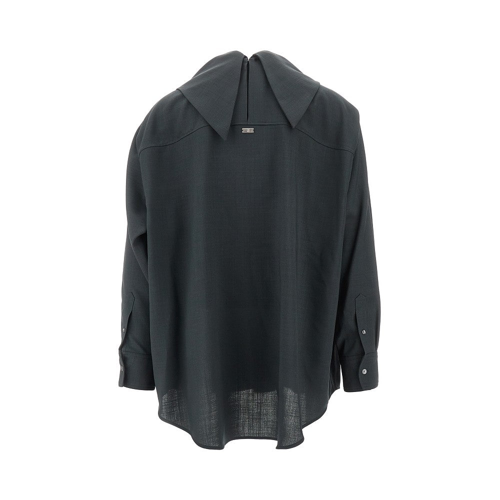 Wool blouse with bandana collar