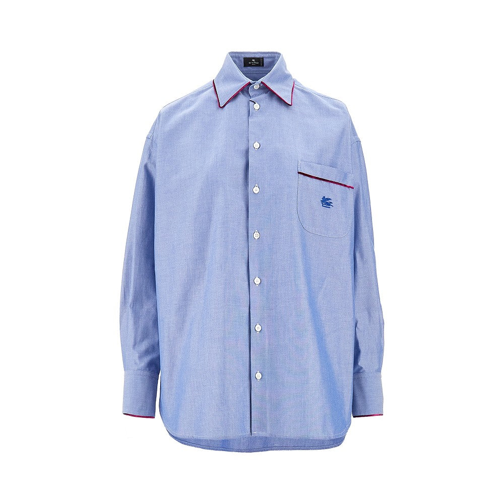 Oxford cotton shirt with velvet piping