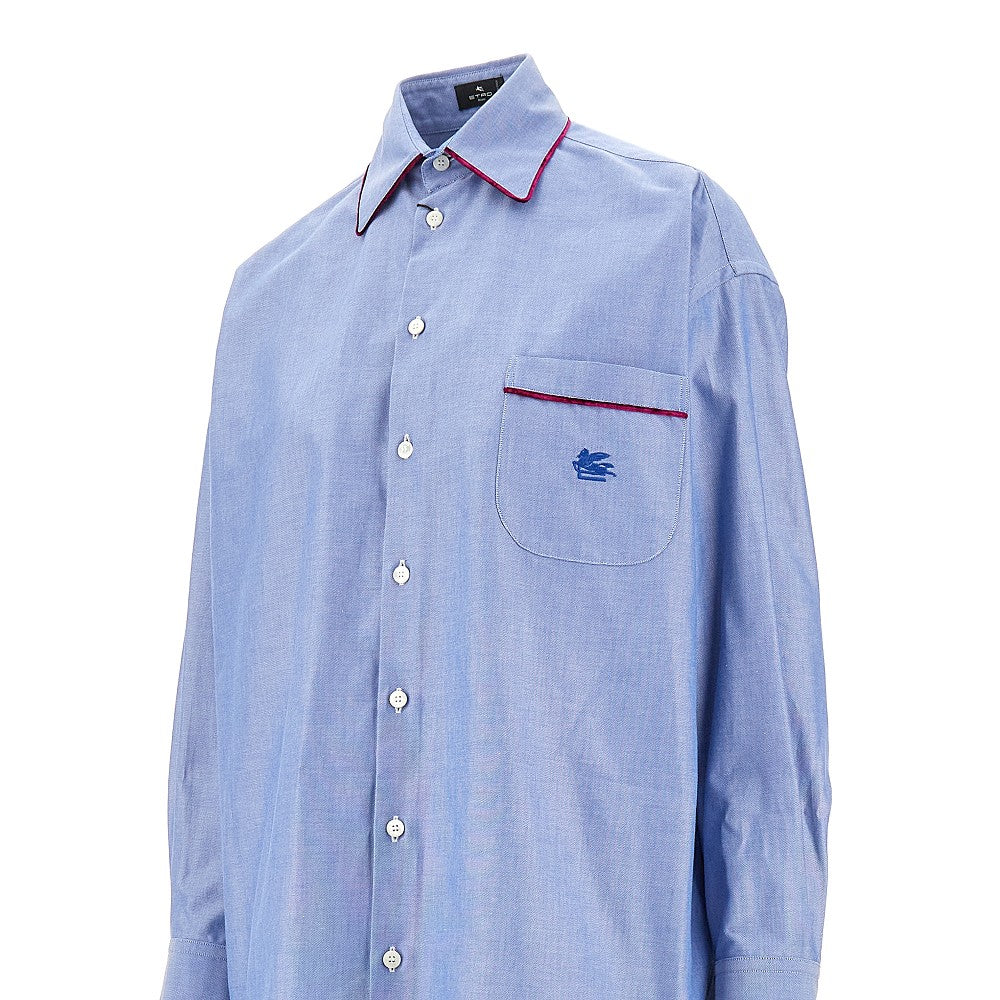 Oxford cotton shirt with velvet piping