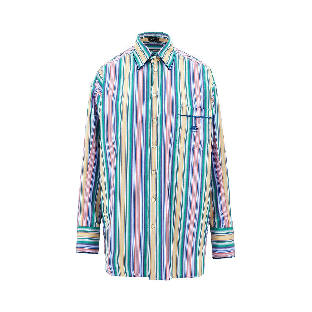 Striped shirt with velvet piping
