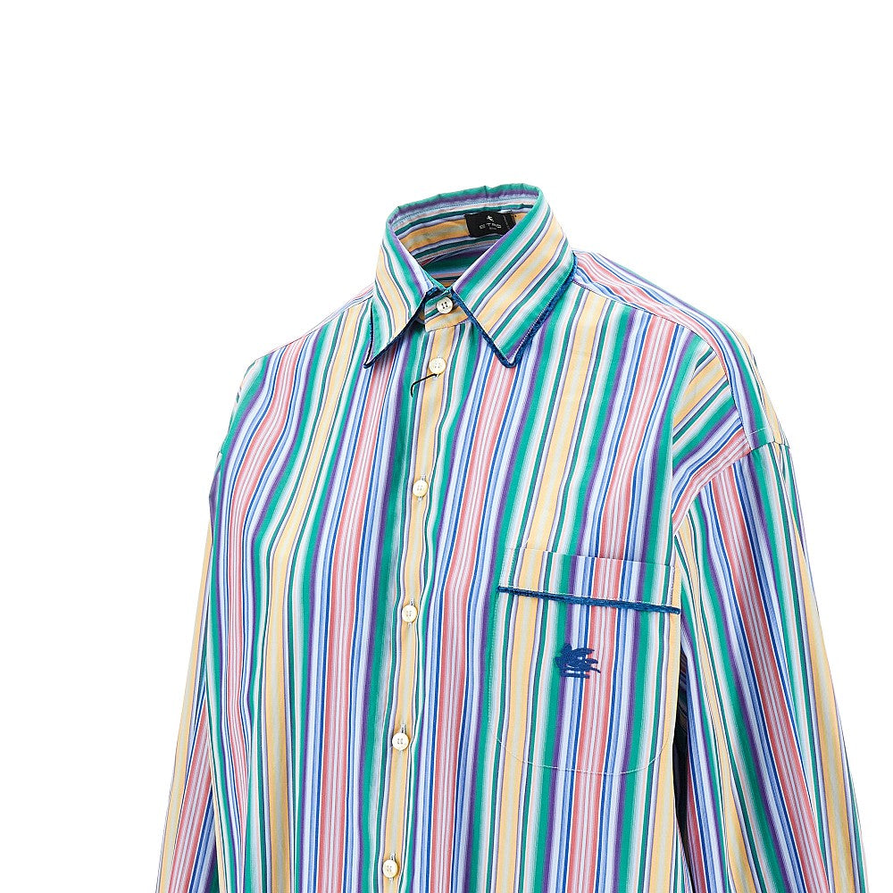 Striped shirt with velvet piping