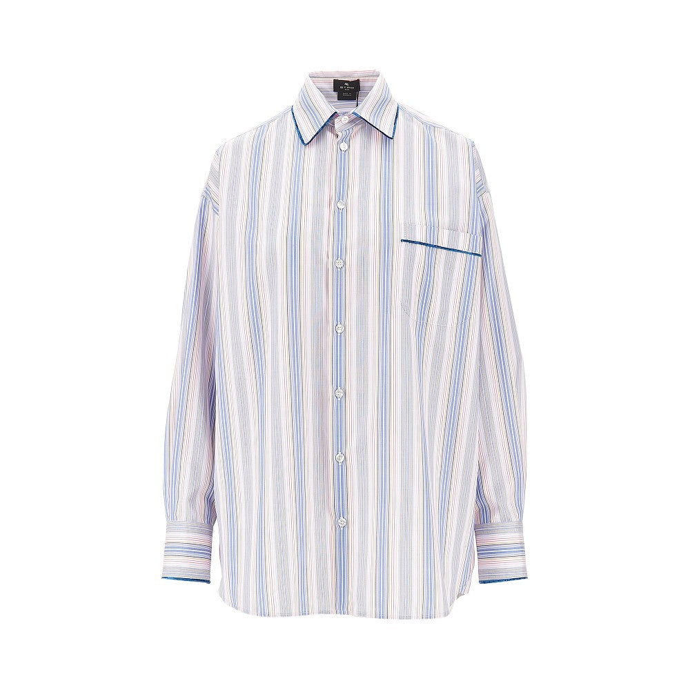 Striped shirt with velvet piping