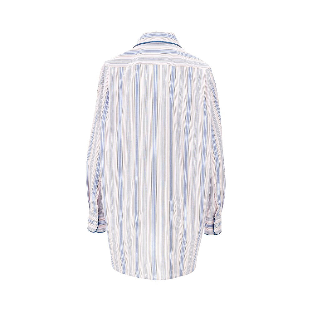 Striped shirt with velvet piping
