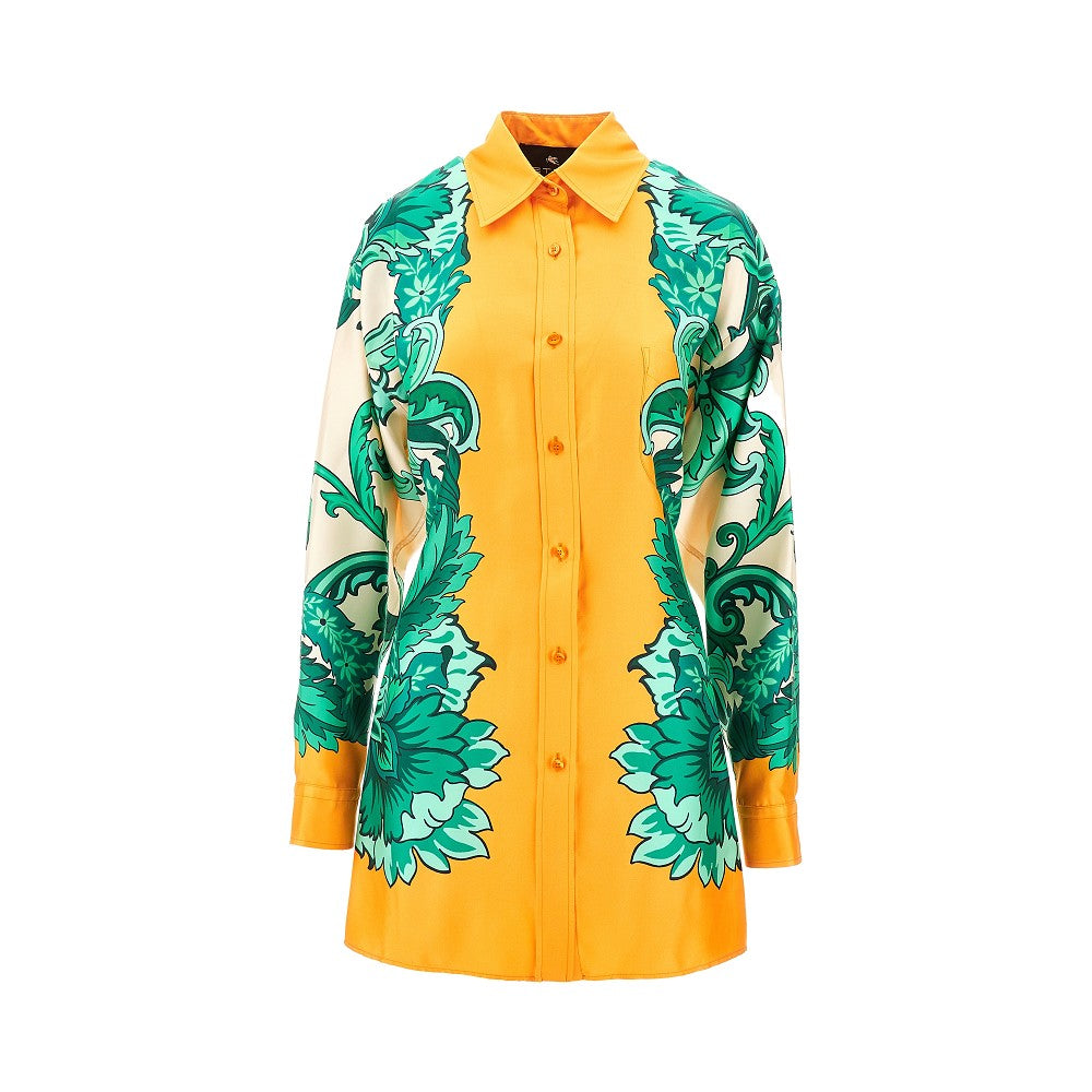 Camicia lunga in seta con nodo sul retro