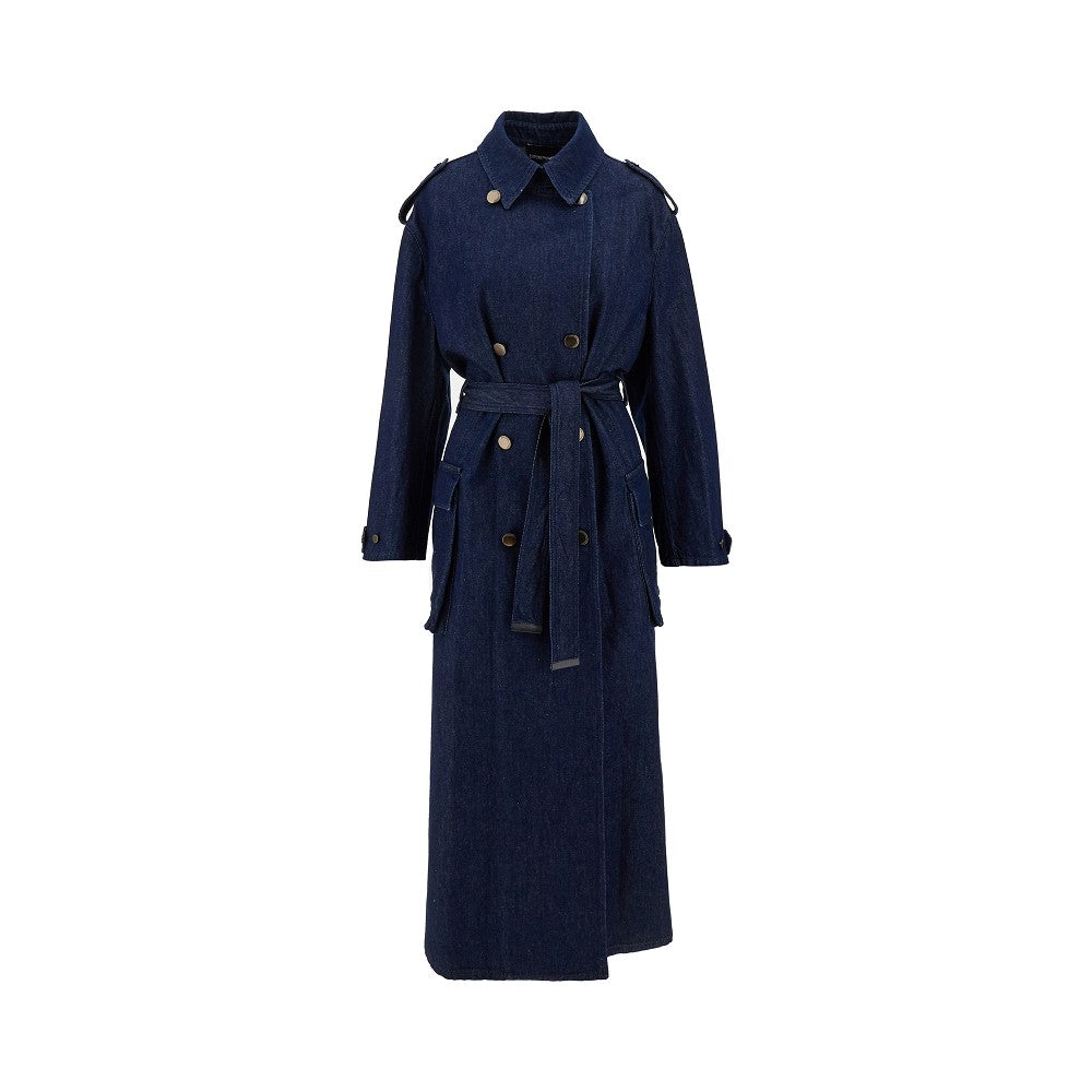 Trench doppiopetto in denim