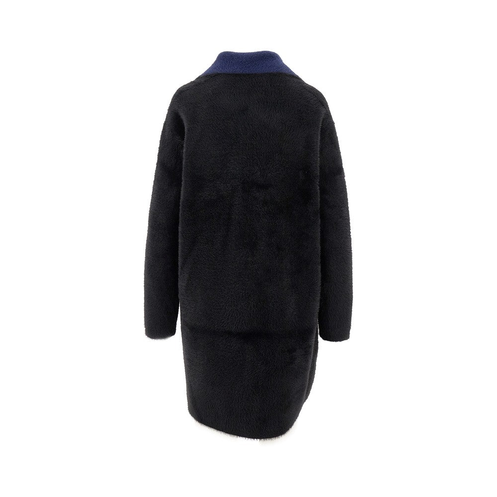 Fur-effect double-breasted coat