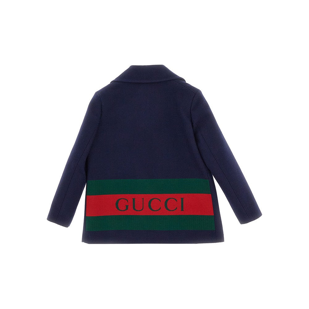 Cappotto in lana con dettaglio Web