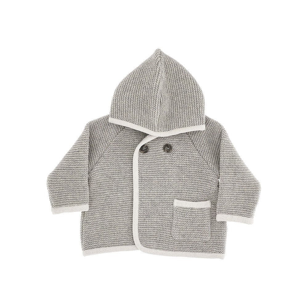 Knitted coat with hood