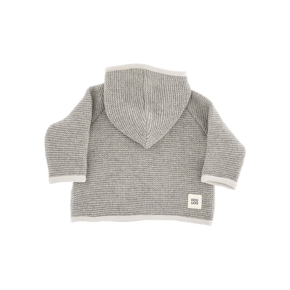 Knitted coat with hood