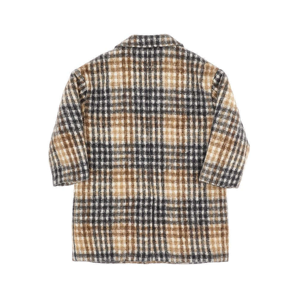 Check wool-blend coat