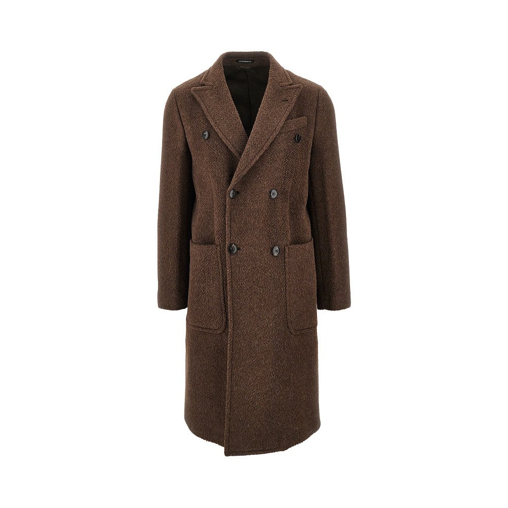 Alpaca-blend double-breasted coat