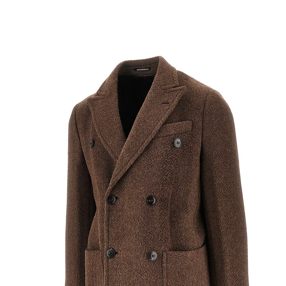 Alpaca-blend double-breasted coat