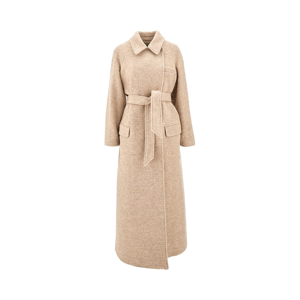 Cappotto lungo in misto lana con cintura