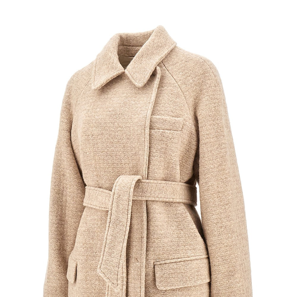 Cappotto lungo in misto lana con cintura