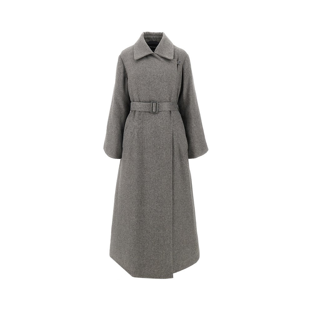 Cappotto lungo imbottito con cintura