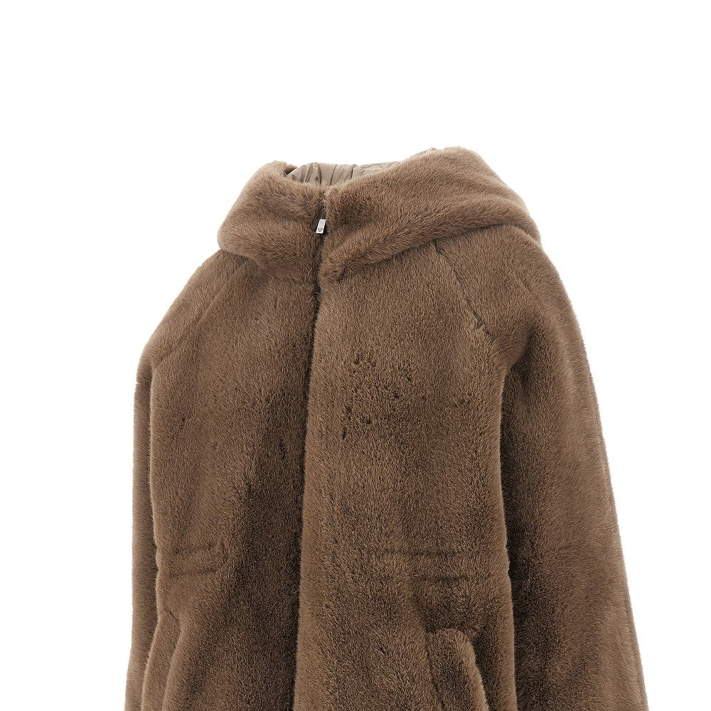 Faux fur and nylon reversible jacket