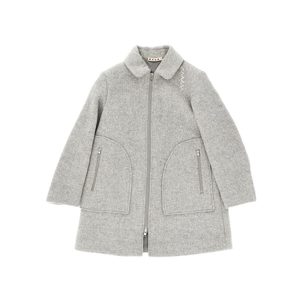 Cappotto in panno di misto lana con ricamo