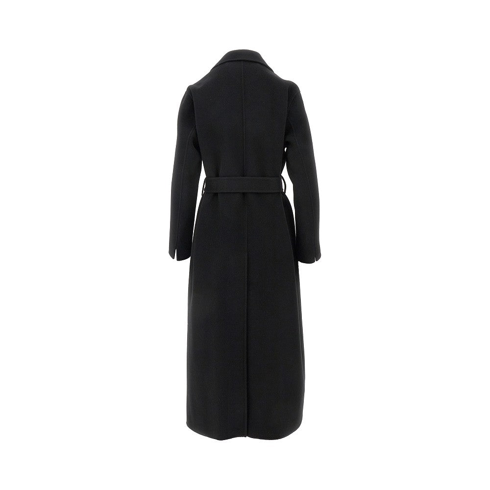 Double wool single-breasted long coat