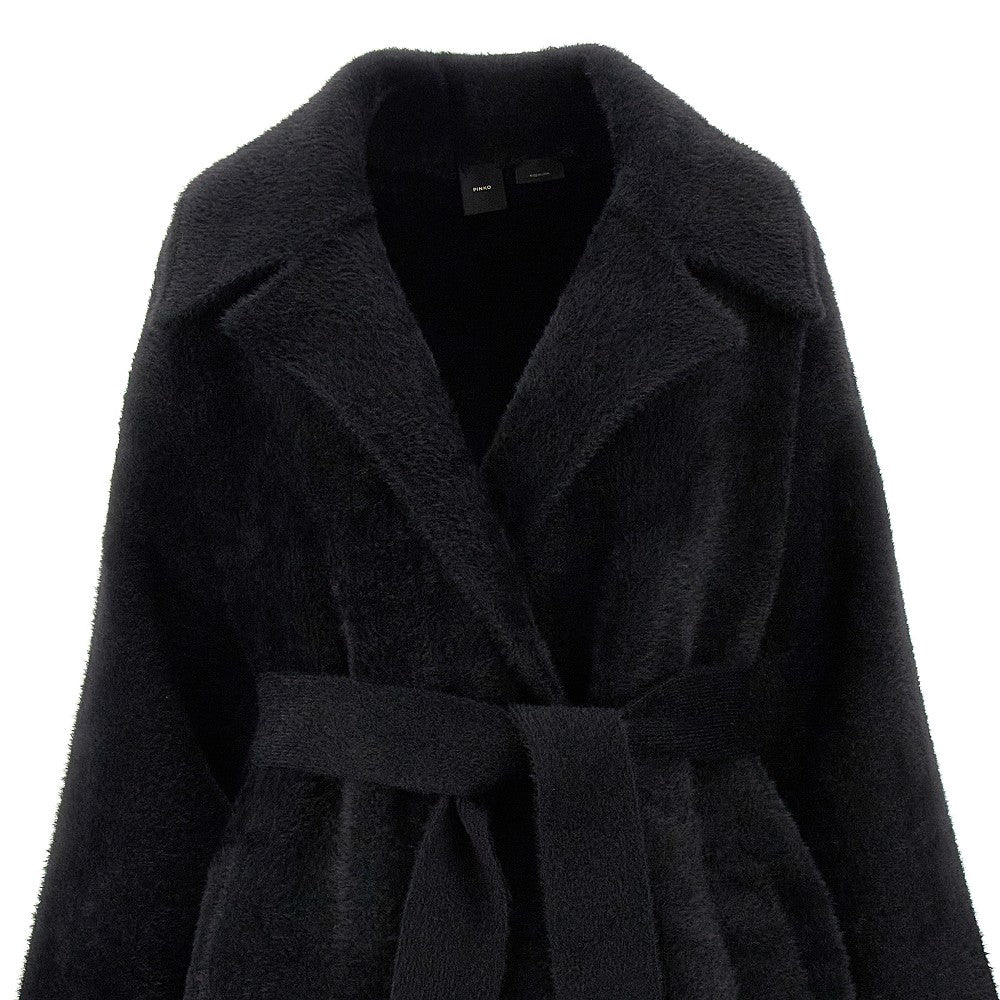 Cappotto lungo effetto pelliccia con cintura