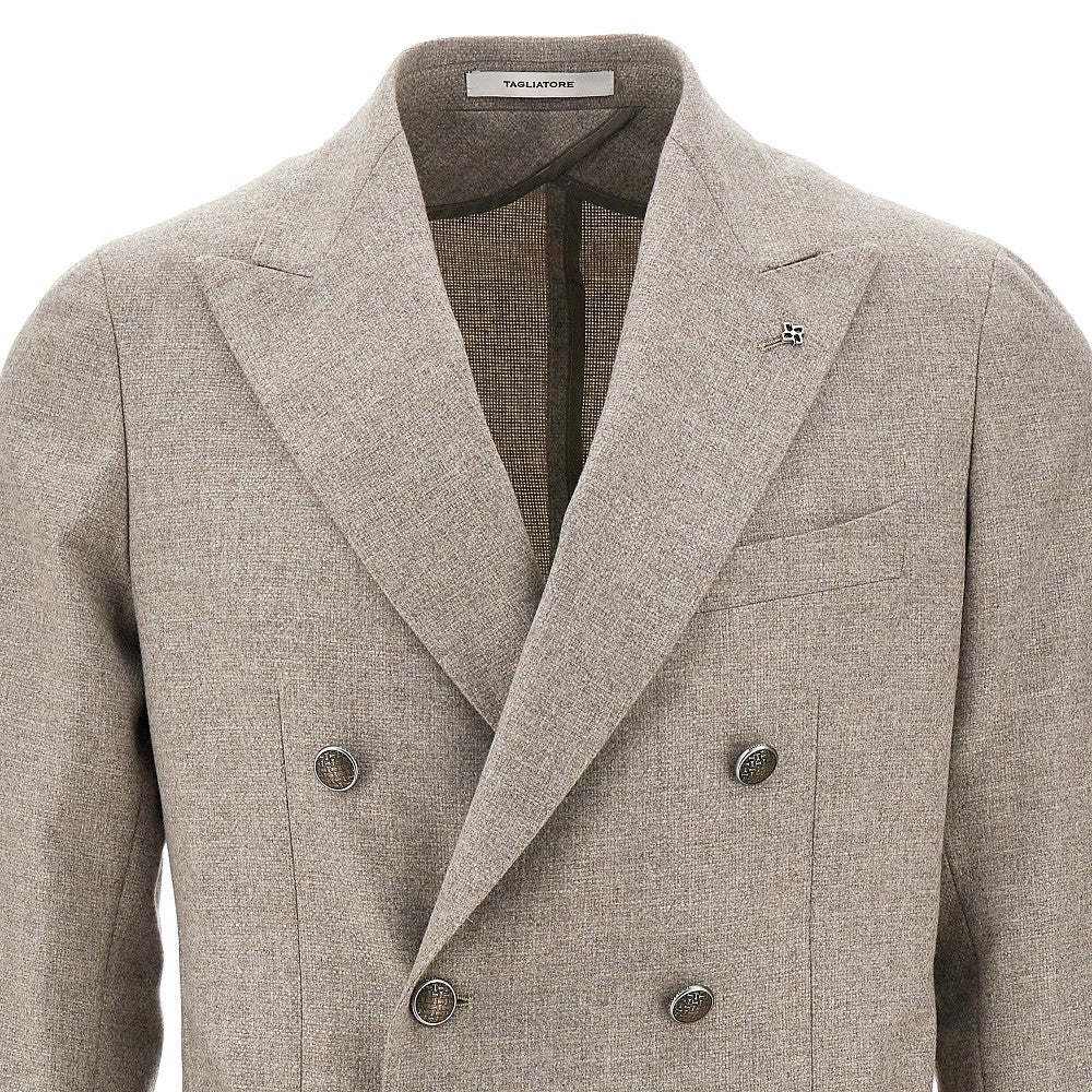 Wool and cashmere double-breasted blazer