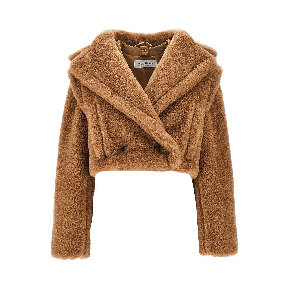 Giacca cropped 2-in-1 in tessuto Teddy