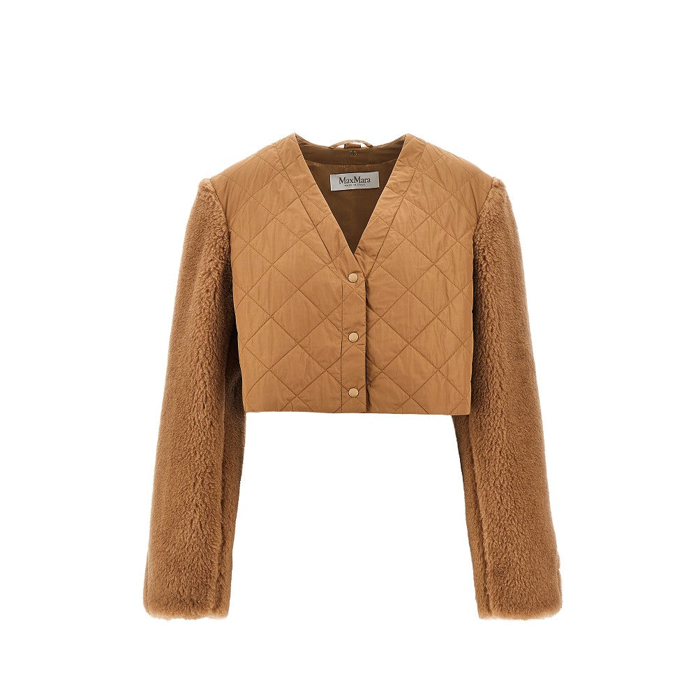 Giacca cropped 2-in-1 in tessuto Teddy