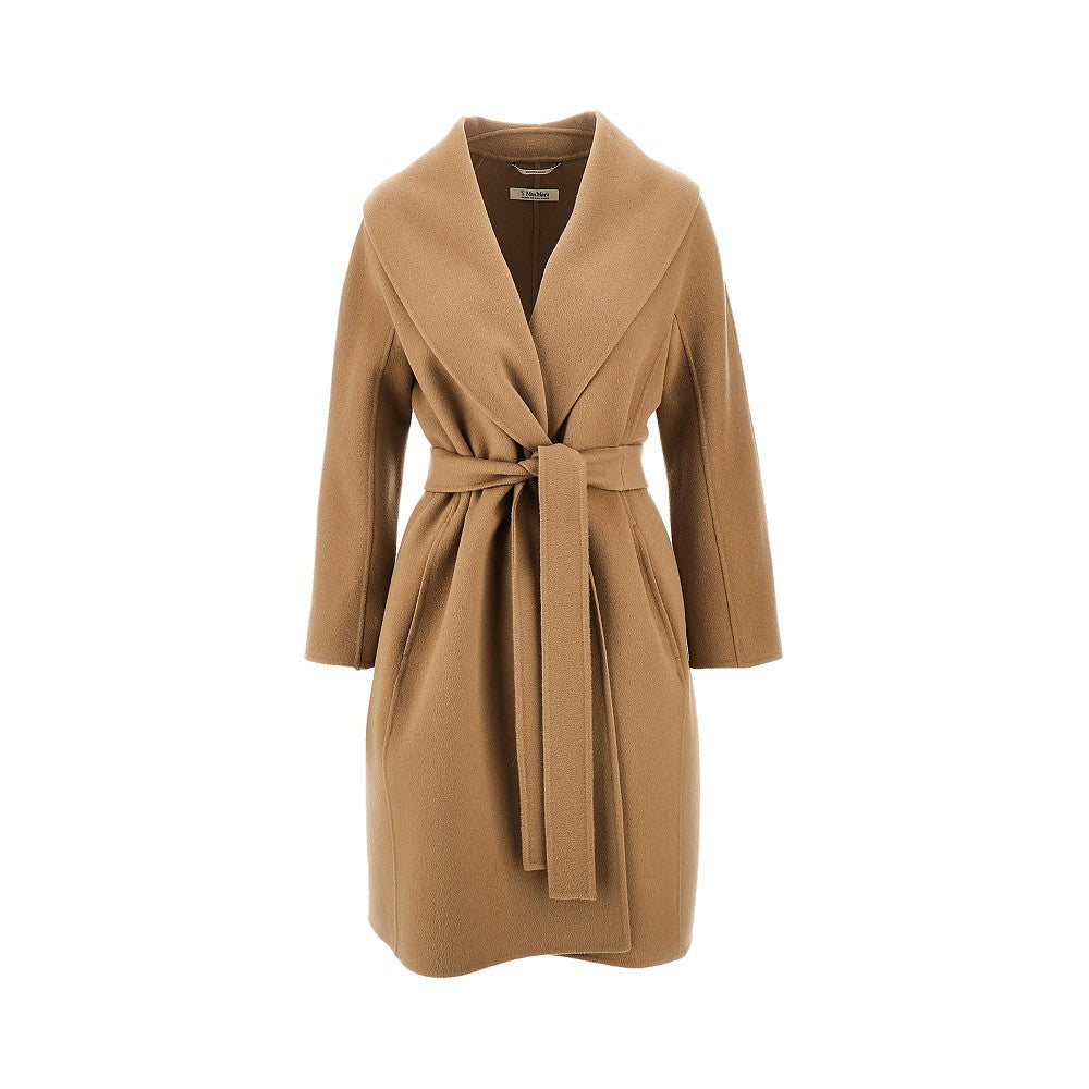 Double wool wrap-over coat