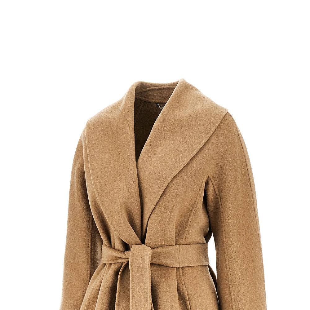 Double wool wrap-over coat