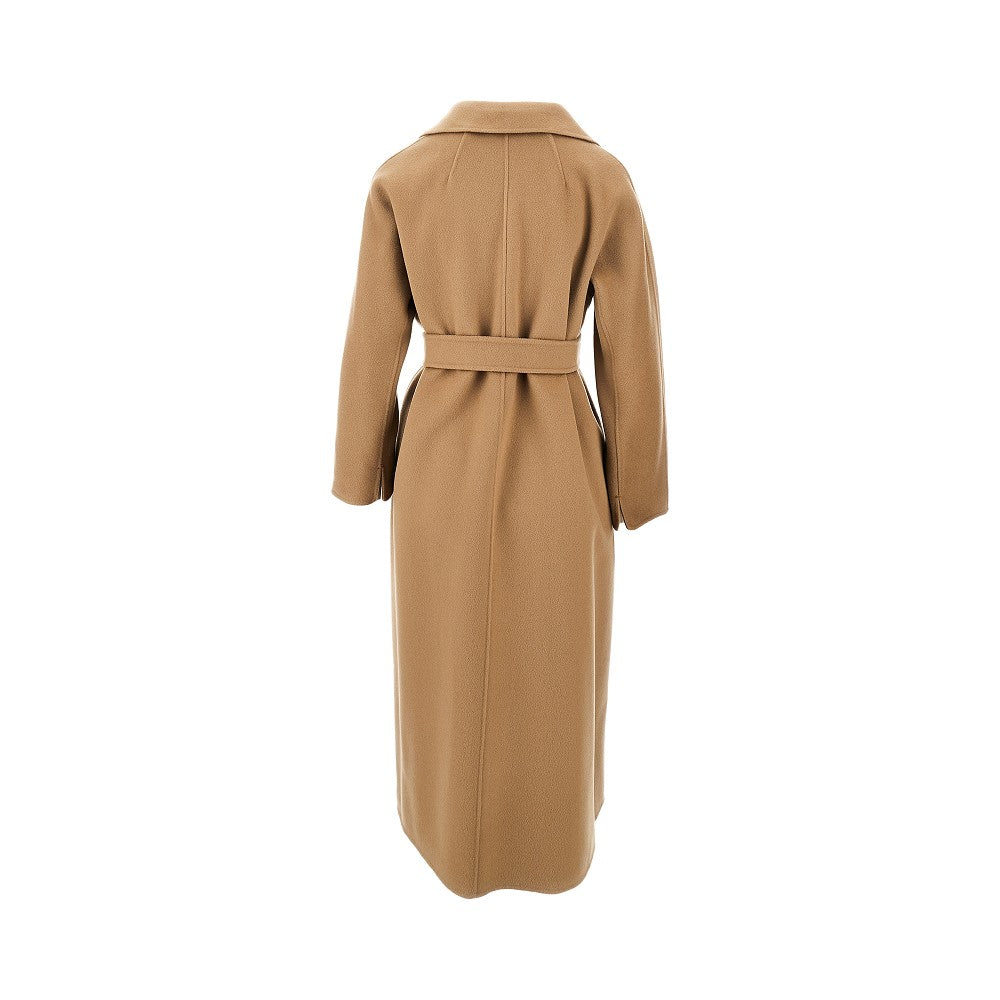 Cappotto midi a vestaglia in drap di lana