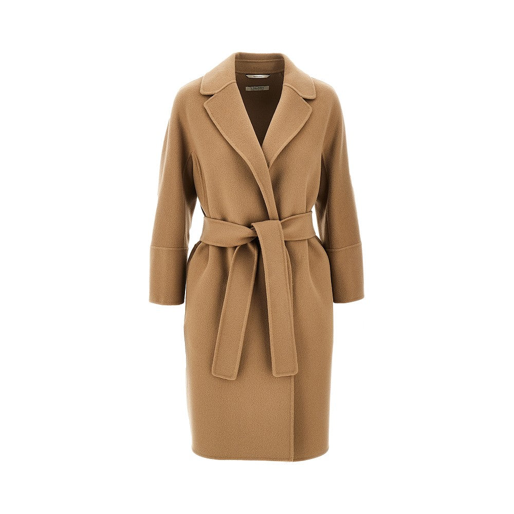Knee-length pure new wool coat