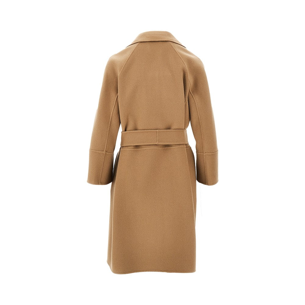 Knee-length pure new wool coat