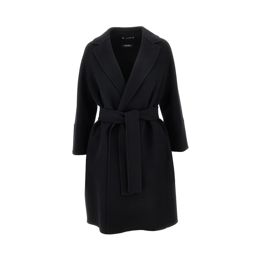 Knee-length pure new wool coat