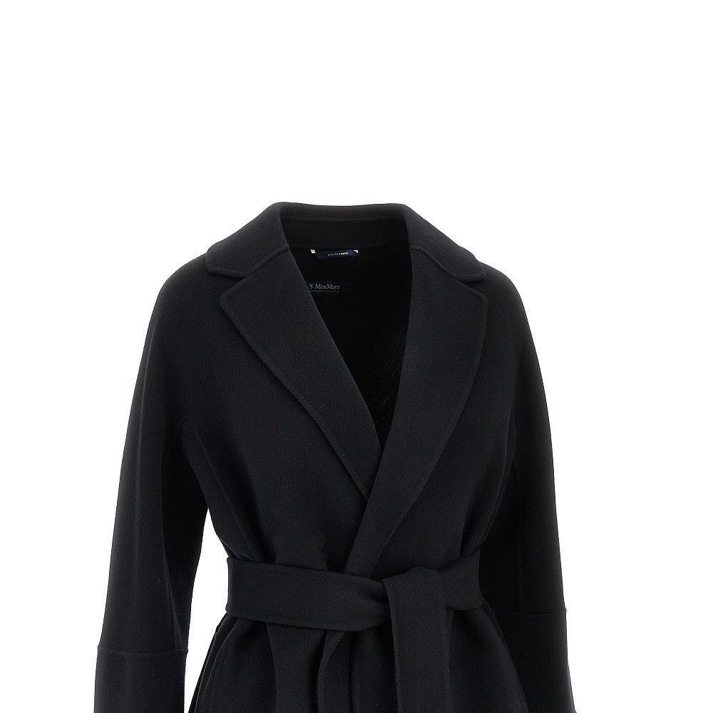 Knee-length pure new wool coat