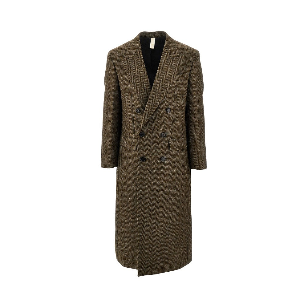 Cappotto doppiopetto in lana spigata
