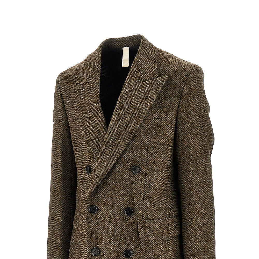 Cappotto doppiopetto in lana spigata