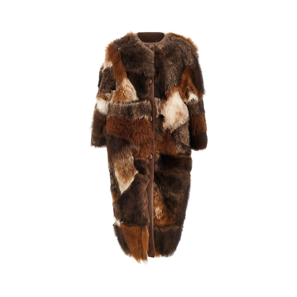 Cappotto in montone patchwork