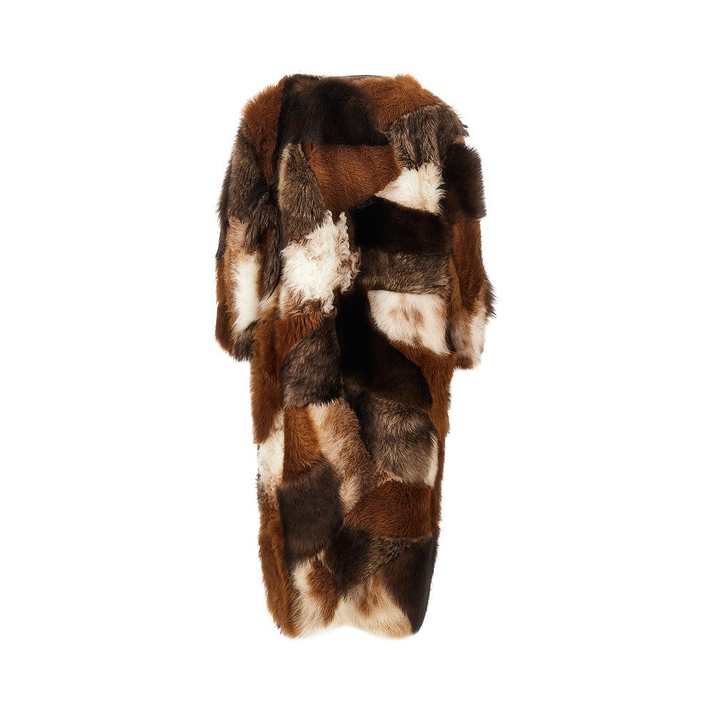 Cappotto in montone patchwork