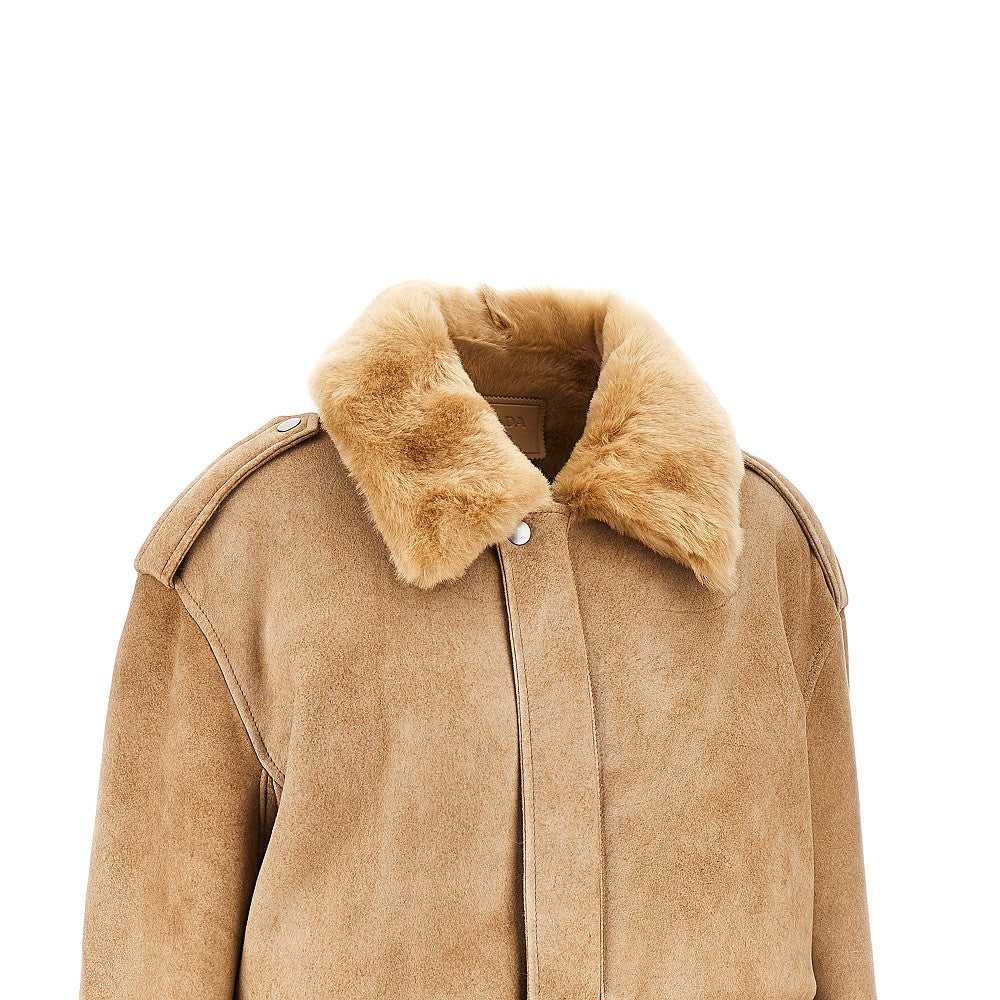 Oversized shearling jacket