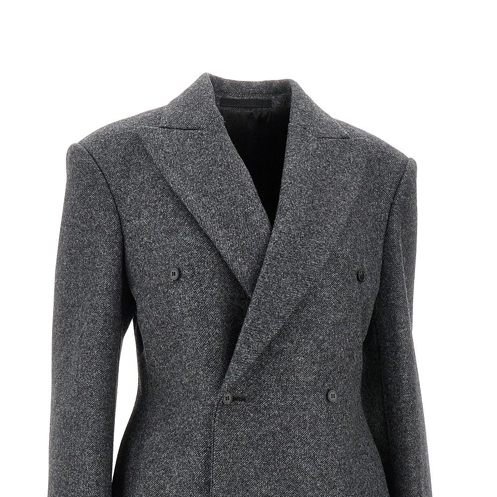 Shetland wool double-breasted coat