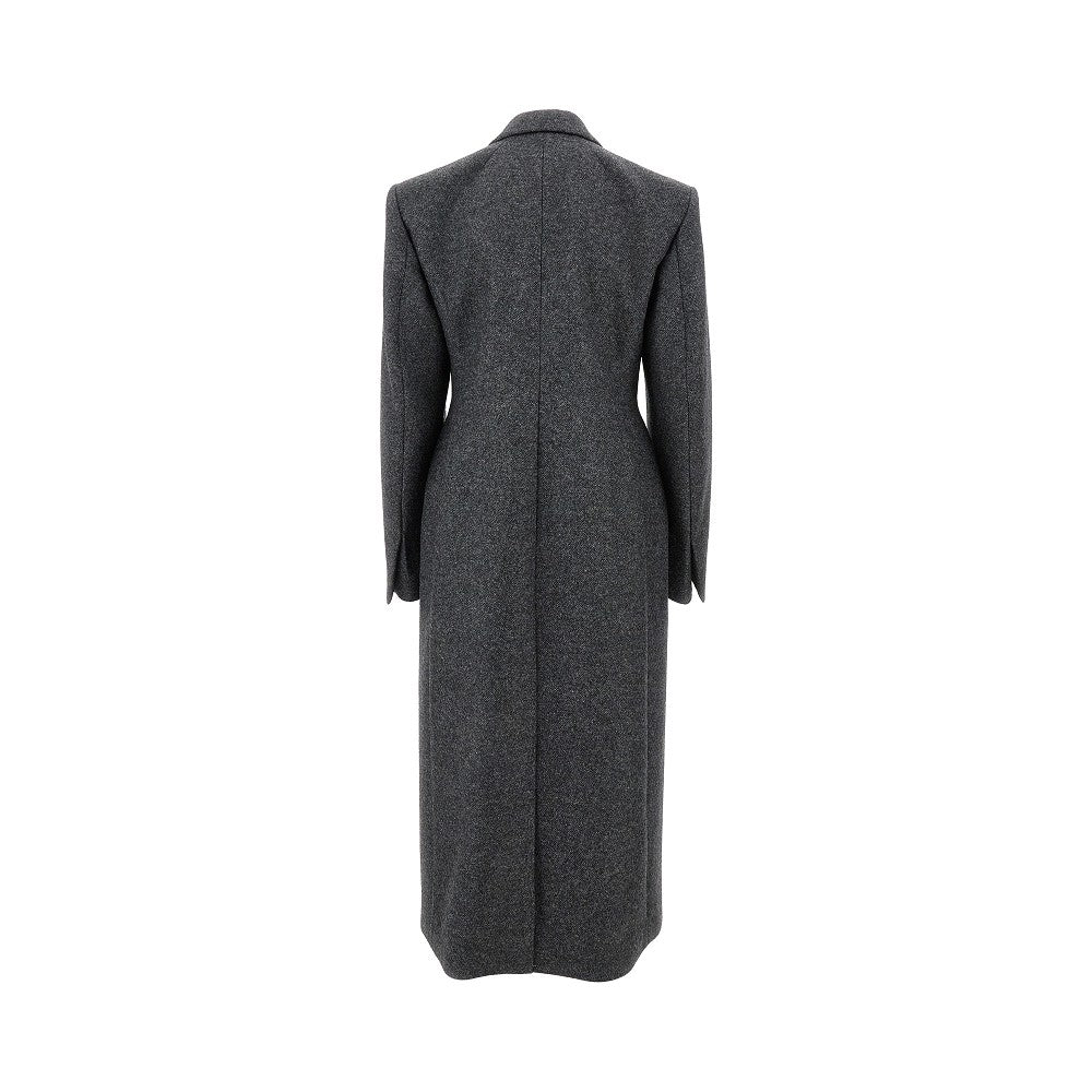 Shetland wool double-breasted coat